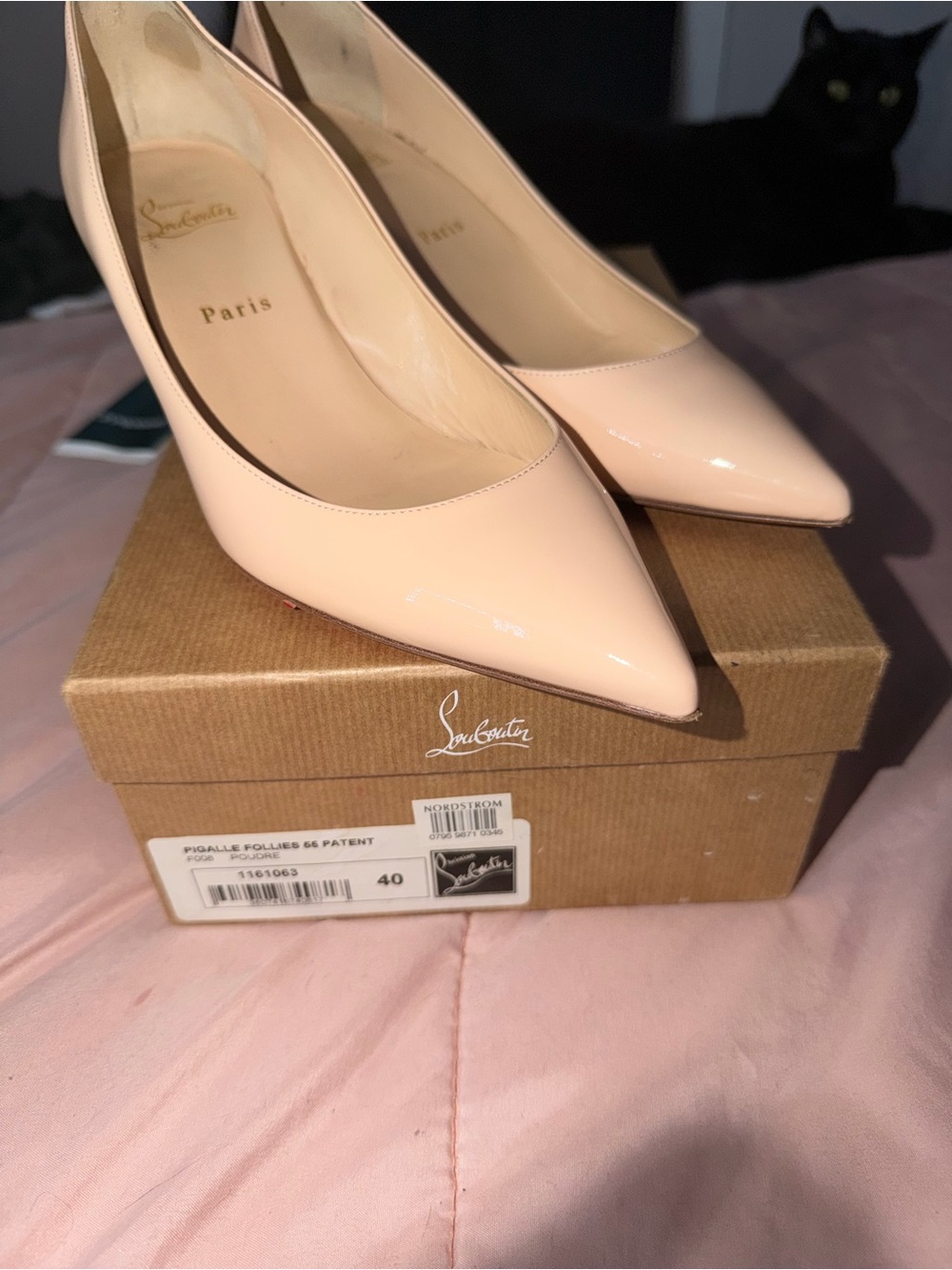 Christian louboutin  Nude-Pink Patent Pointed Toe Pumps